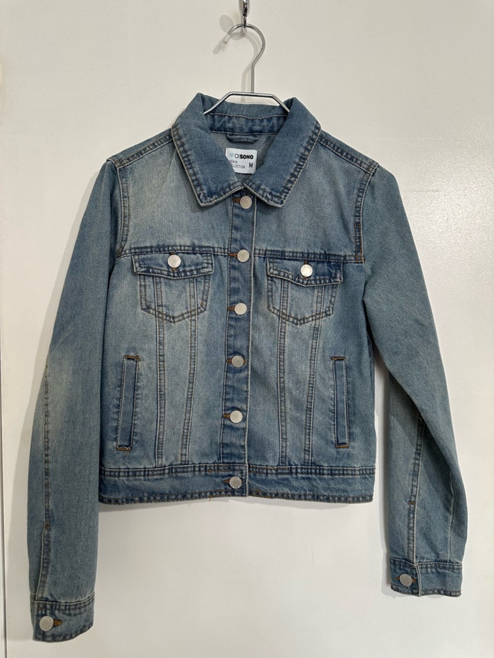 CI SONO Light Blue Denim Cotton Blend Jean Jacket Medium EUC - Picture 4 of 8